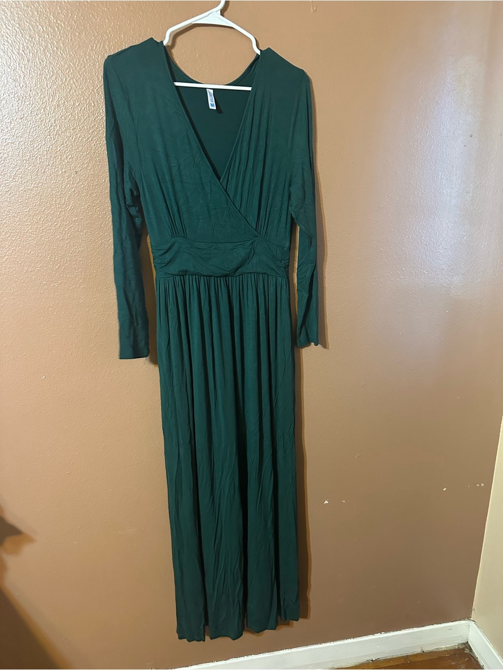 Deep Green Long Sleeve Wrap Maxi Dress